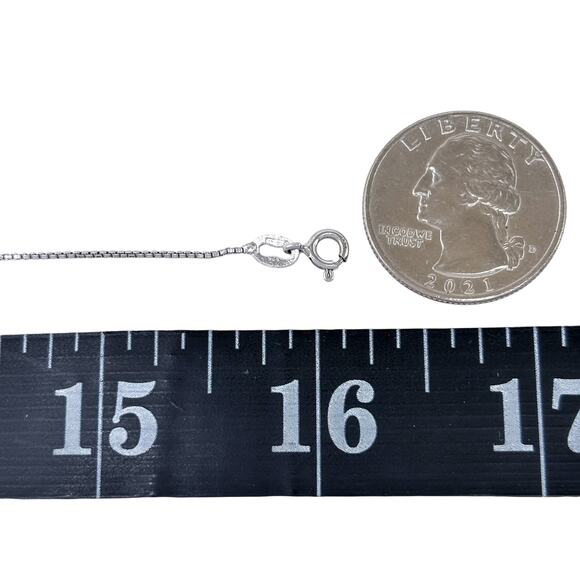 Box Link Chain Necklace | Sterling Silver 925 | 16" - Picture 2 of 3